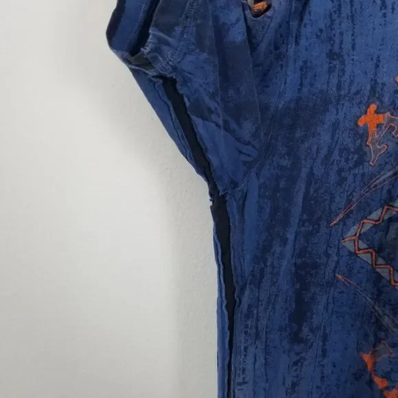 Affliction American Customs Warpath Blue Distressed Skull Graphic T-Shirt Sz XL - Picture 5 of 13